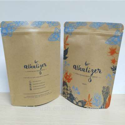 Kraft paper bag coffee packaging stand up zip lock plastic bag